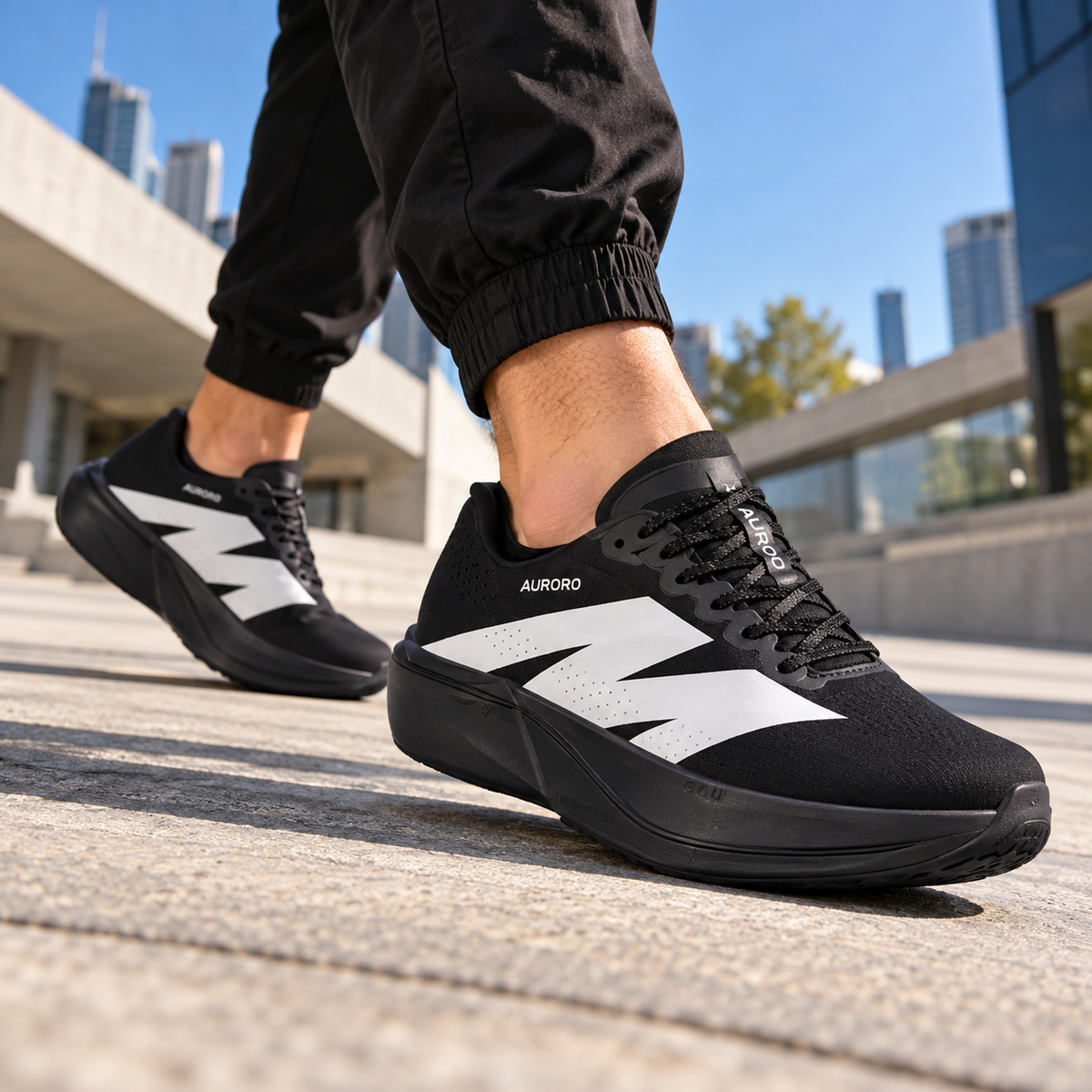 AURORO Onyx — Black, on-foot lifestyle