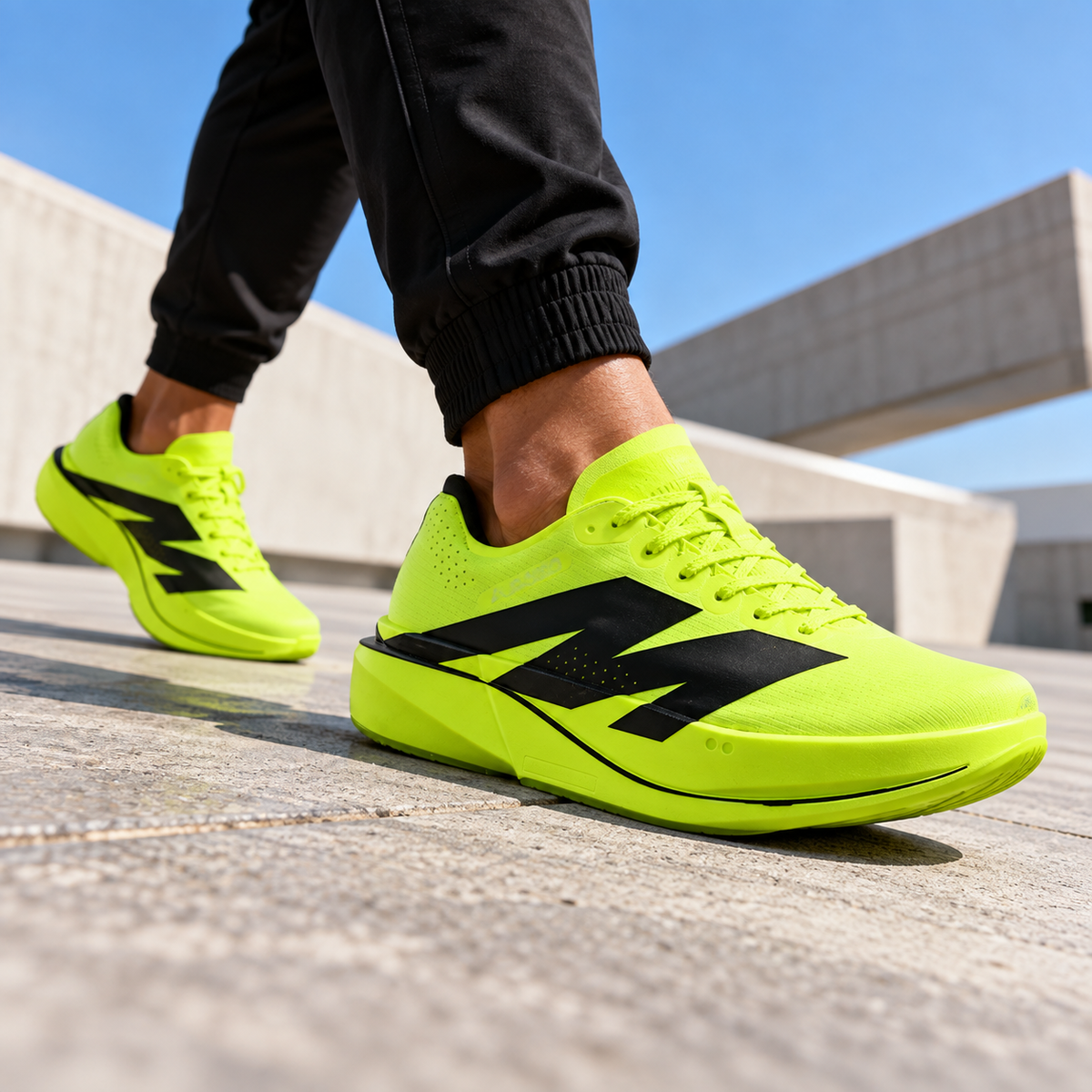AURORO Volt — Neon Green, on-foot lifestyle